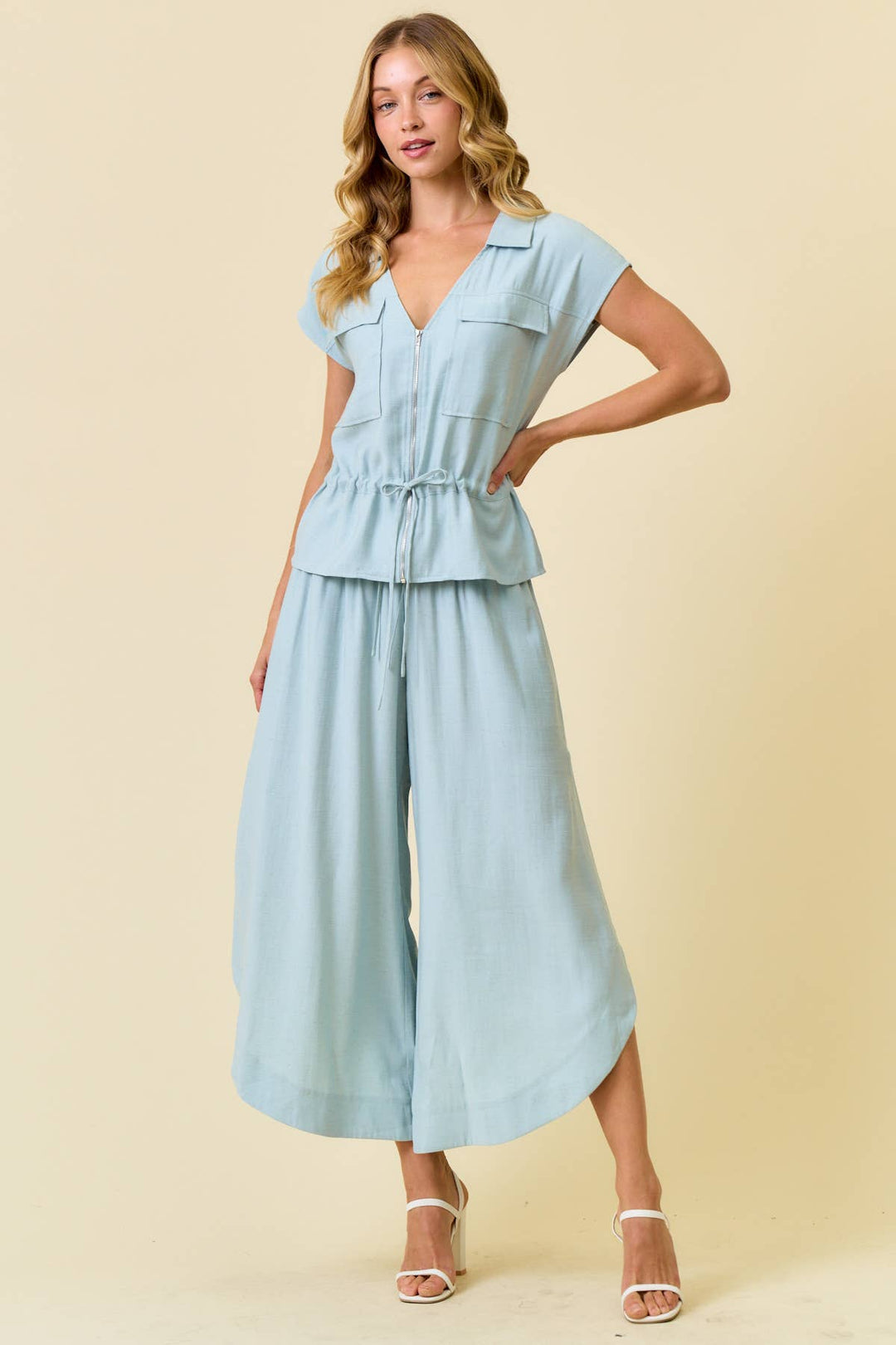ROUNDED HEM AND SPLIT SIDES PANTS - 8876P