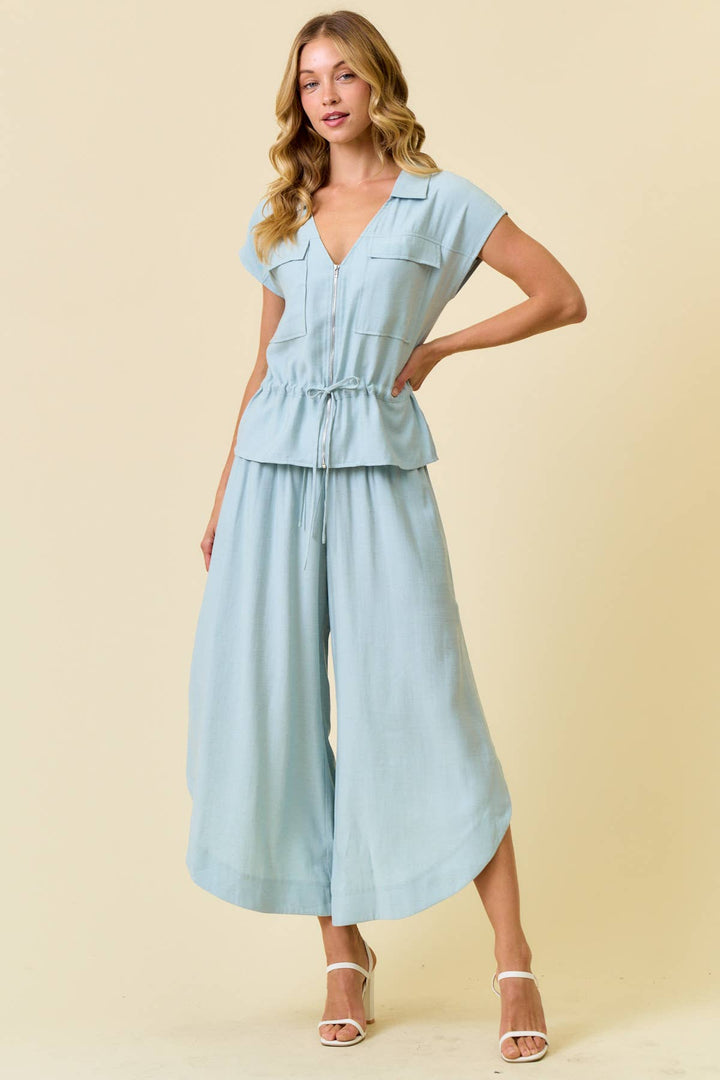 ROUNDED HEM AND SPLIT SIDES PANTS - 8876P