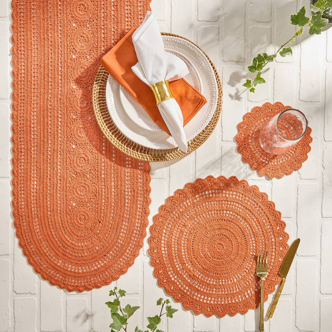 Addison Crochet Table Runner 36" L - Sienna