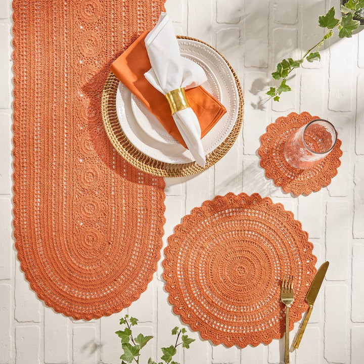 Addison Crochet Table Runner 36" L - Sienna